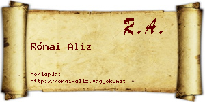 Rónai Aliz névjegykártya